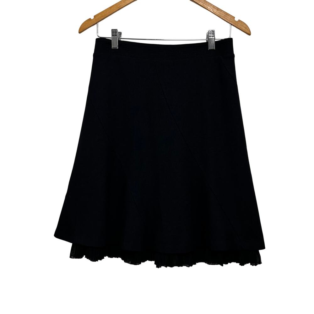 Scervino Street Black Wool Silk Ruffle Hem Mini Skirt size IT 42 US 8 Medium